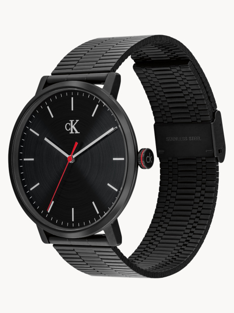 Black Black Plated Steel Bracelet Watch  Men