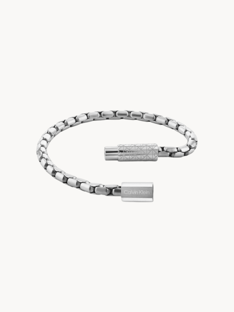 Silver Contoured Barrel Bracelet  Men