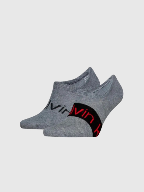 Grey Calvin Klein Logo Ribbon High-Cut Men's Footie 2 pack  Men