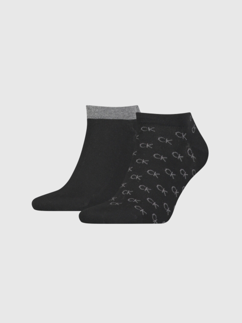 Black Calvin Klein CK Logo Men's Sneaker Socks 2 pack  Men