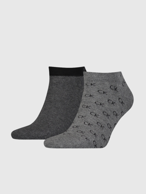 Grey Calvin Klein CK Logo Men's Sneaker Socks 2 pack  Men