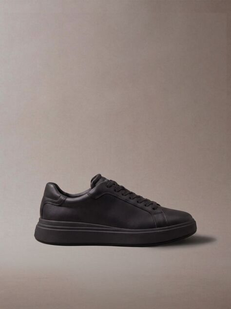 Black Leather Trainers  Men