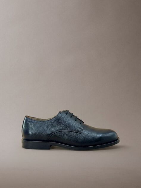 Black Theo - Leather Derby Lace-Up Shoes  Men