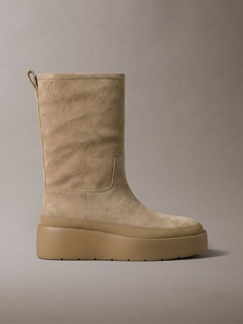 Beige Suede Water Repellent Platform Boots  Women