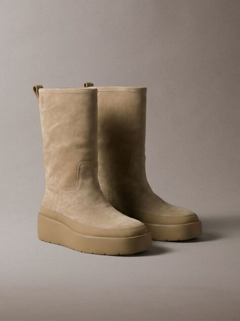Beige Suede Water Repellent Platform Boots  Women