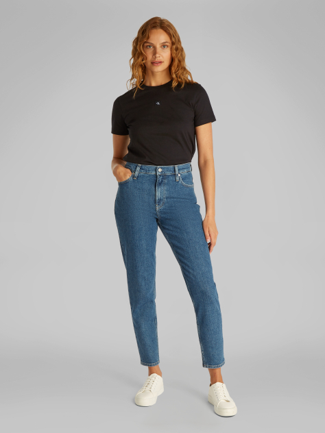 Black Woven Label Regular T-Shirt  Women