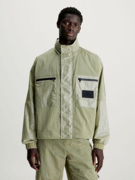 Green Relaxed Utility Track Jacket  Men