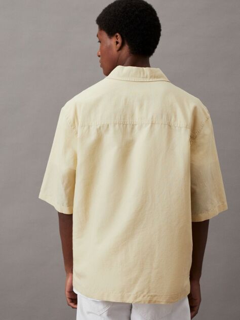 Green Linen Cotton Short Sleeve Shirt  Men