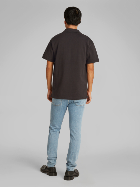 Black Woven Label Polo Shirt  Men