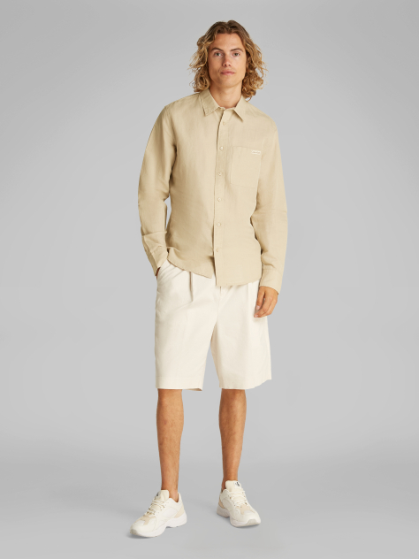 Beige Linen Cotton Shirt  Men