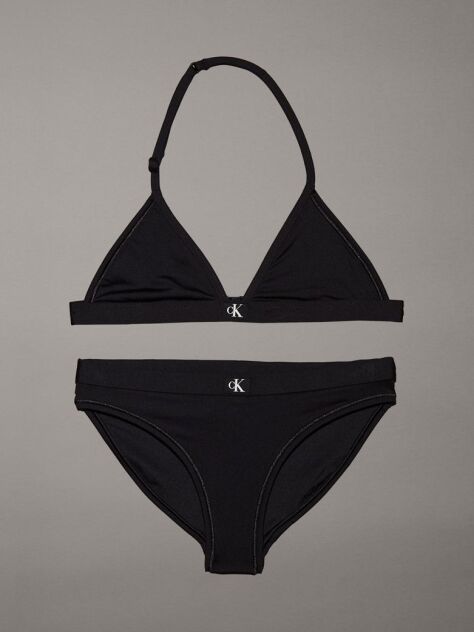 Black Girls Triangle Bikini Set - CK Monogram  Girls