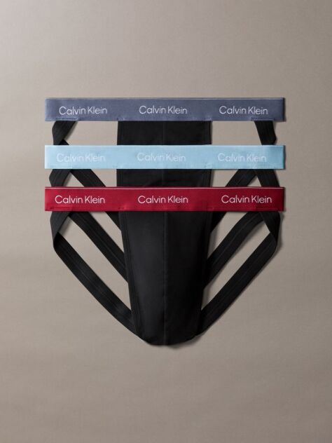 Μαύρο Σετ 3 Jock Straps - Icon Cotton Stretch  Άνδρας