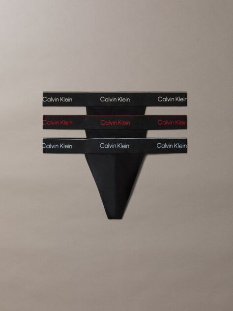 Μαύρο Σετ 3 Στρινγκ - Icon Cotton Stretch  Άνδρας