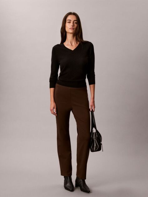 Brown Logo Plaque Straight Leg Trousers  Women