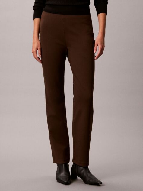 Brown Logo Plaque Straight Leg Trousers  Women