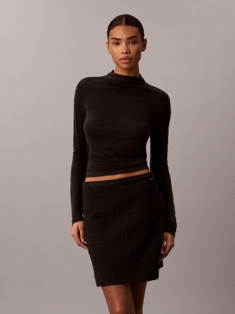 Black Bouclé Tweed Mini Skirt  Women