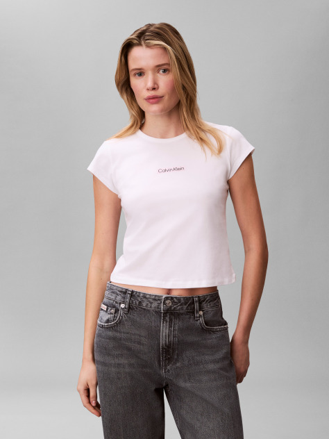Λευκό T-Shirt Με Baby Εφαρμογή  Γυναίκα