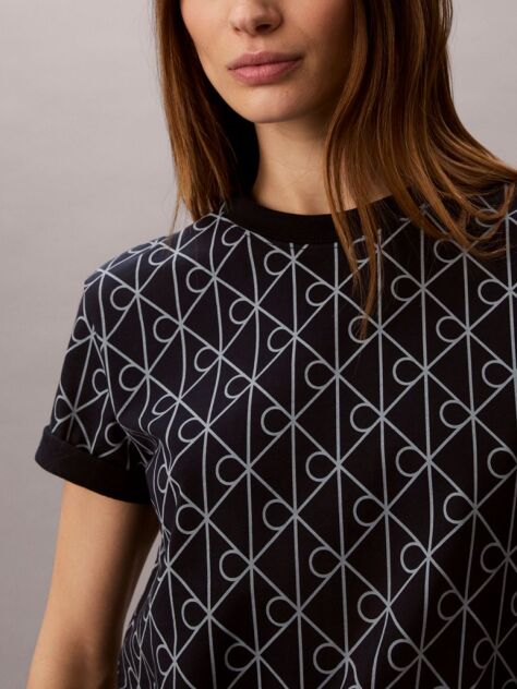 Μπλε T-Shirt Με Print Εμβλήματος Και Στρογγυλή Λαιμόκοψη  Γυναίκα