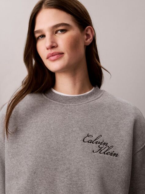Grey Cotton Fleece Bubble Hem Sweatshirt  Women