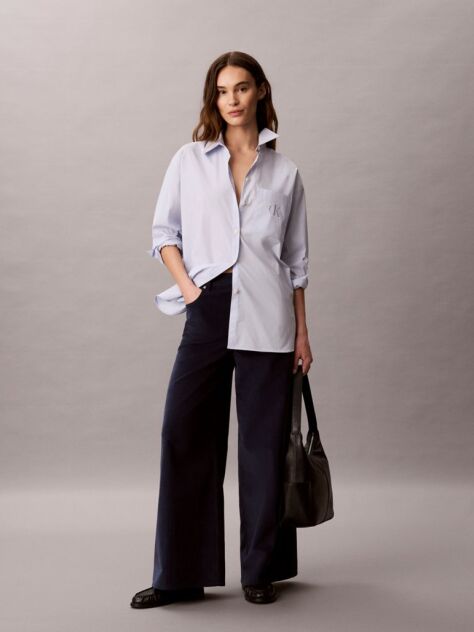 Blue Corduroy Wide Leg Trousers  Women