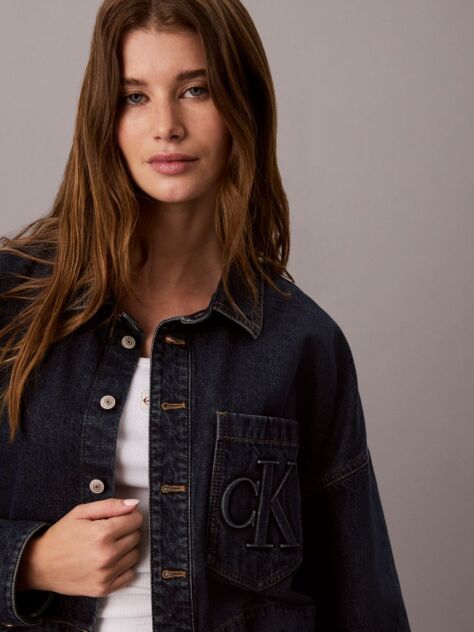 Denim Cropped Denim Shirt  Women