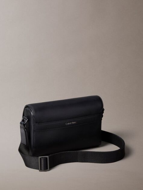 Black Small Saffiano Emblem Messenger Bag  Men