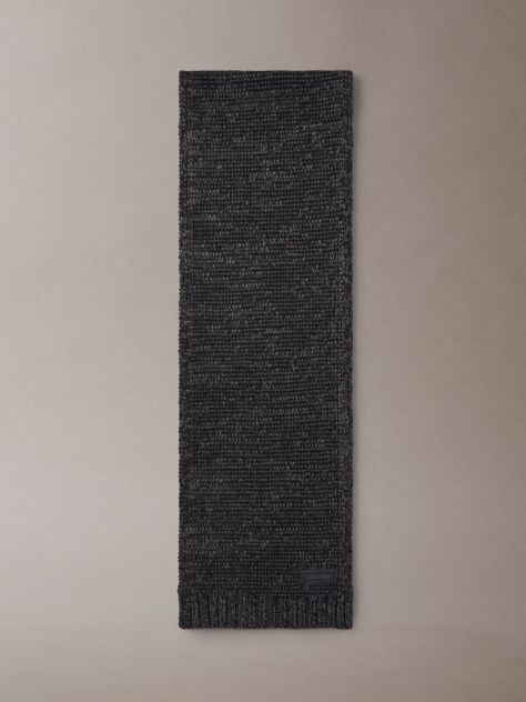 Pink Leather Patch Marl Scarf With Wool  Men
