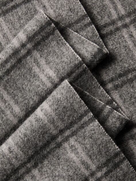 Black Checked Wool Leather Badge Scarf  Men