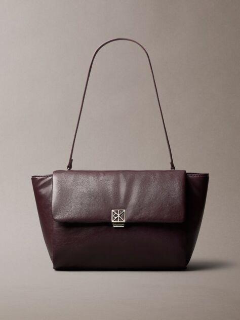 Red Padded Emblem Hardware Laptop Satchel  Women