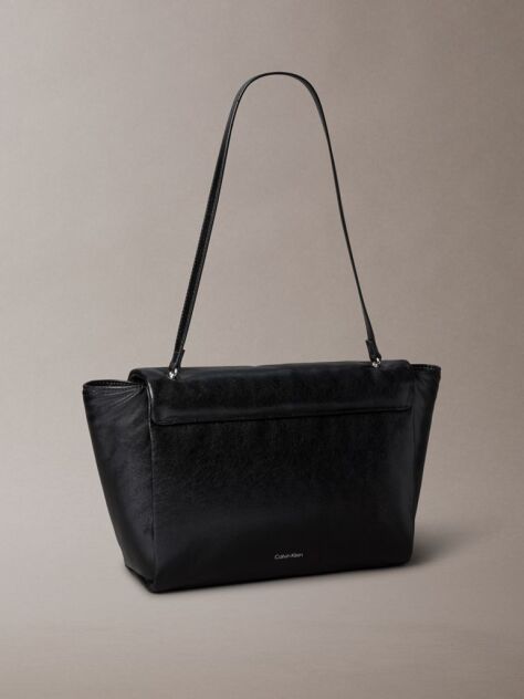Black Padded Emblem Hardware Laptop Satchel  Women