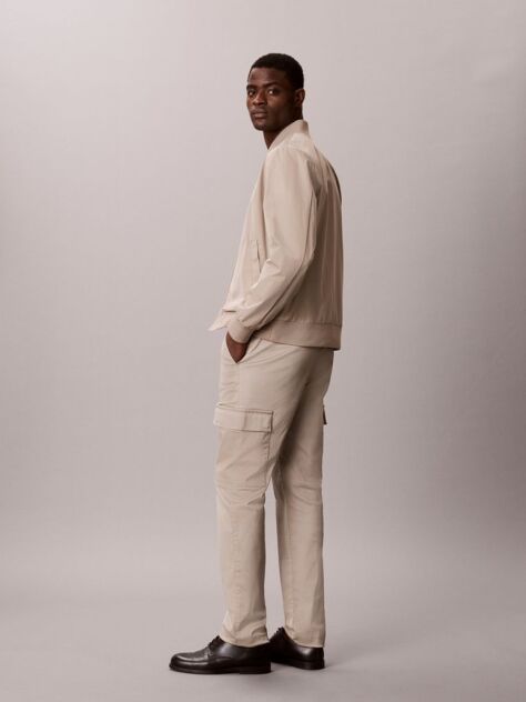 Khaki Slim Stretch Cargo Trousers  Men