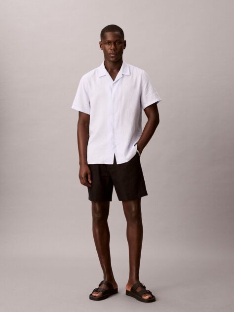 Black Linen Blend Shorts  Men