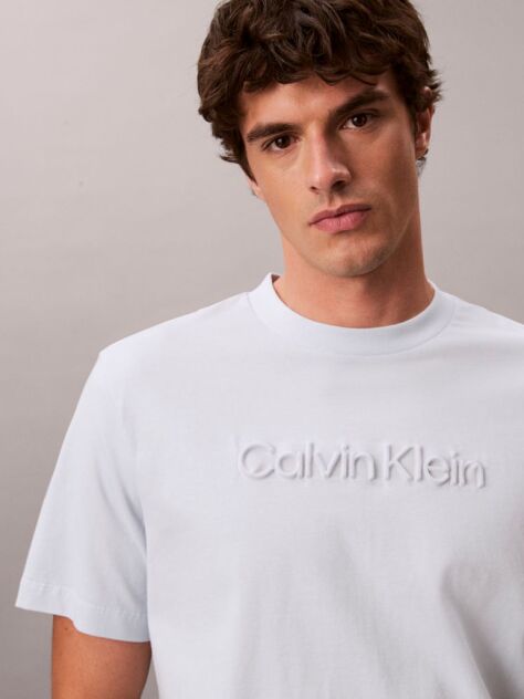Λευκό T-Shirt Με Κανονική Λαιμόκοψη Και Λογότυπο  Άνδρας