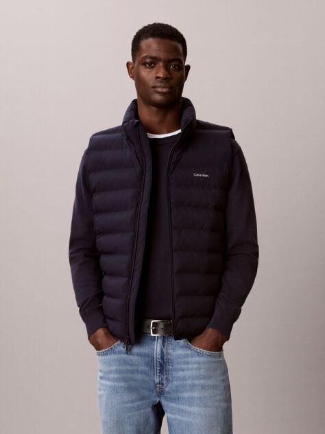 Blue Lightweight Quilted Puffer Gilet  Men