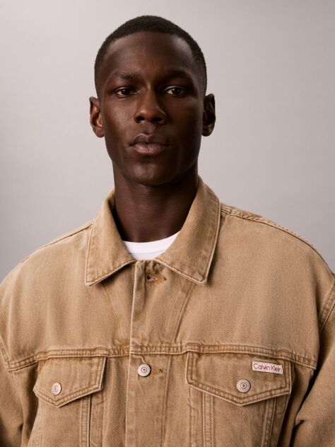 Beige 90s Denim Trucker Jacket  Men