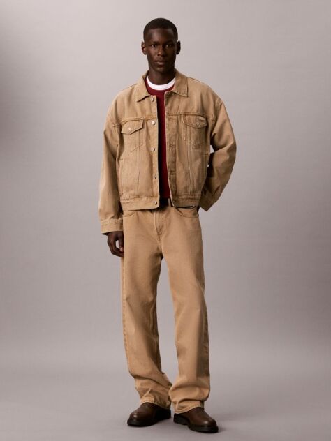 Beige 90s Denim Trucker Jacket  Men