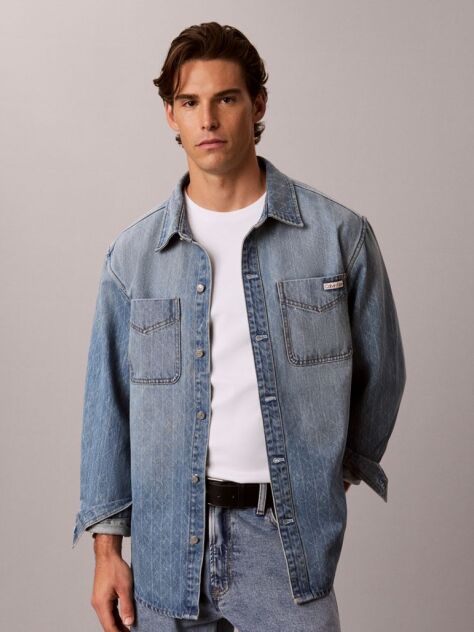 Denim 90s Relaxed Logo Denim Overshirt  Men