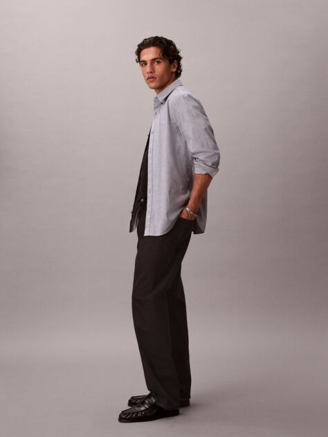 Blue Solid Classic Oxford Button-Down Shirt  Men