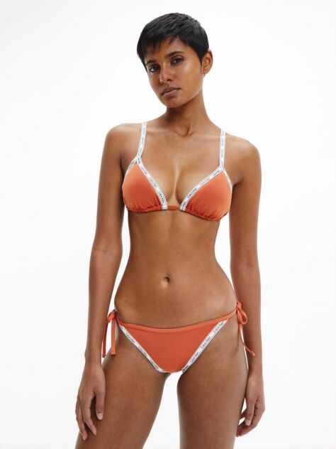 Orange Tie Side Bikini Bottom - Logo Tape  Women