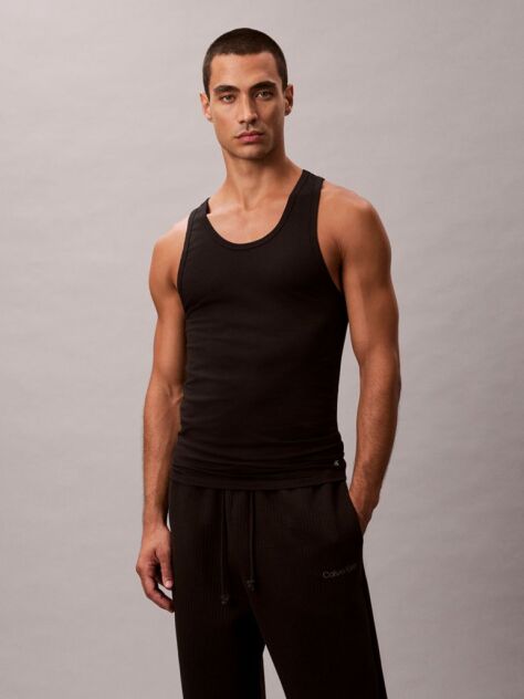 Black 3 Pack Lounge Tank Tops  Men