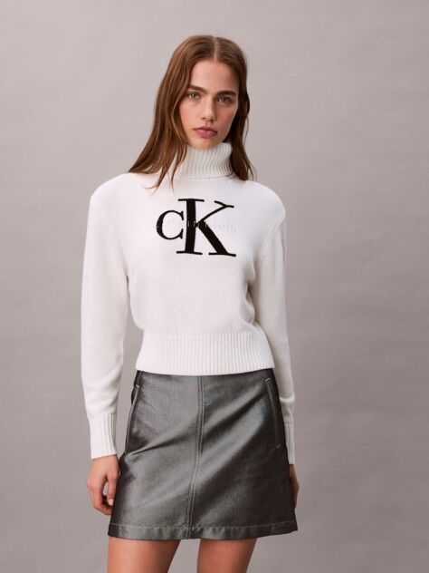 White Soft Chenille Roll Neck Jumper  Women