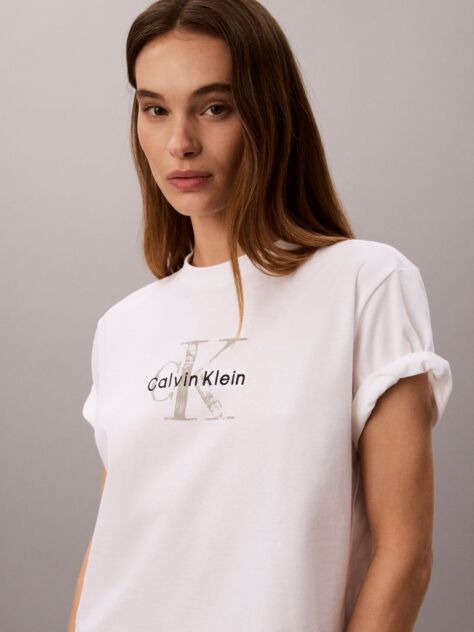 White Distressed Monologo Boxy T-Shirt  Women