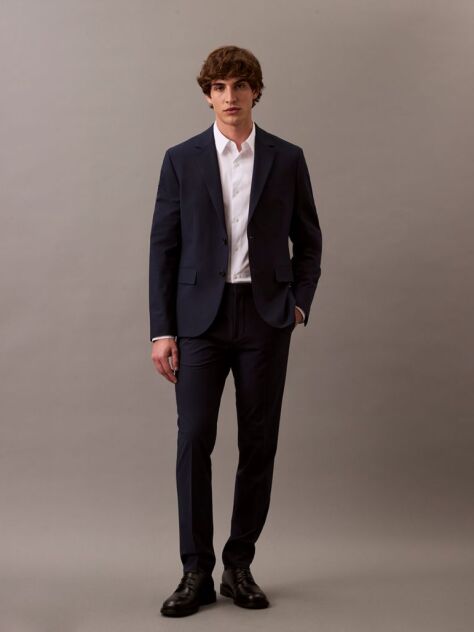 White Long Sleeve Solid Stretch Classic Shirt  Men