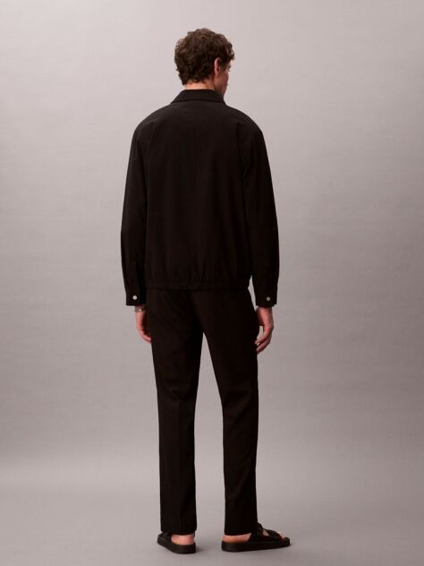 Black Straight Seersucker Trousers  Men