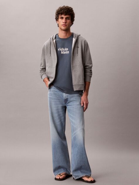 Μπλε Άνετο T-Shirt Με Λογότυπο  Άνδρας