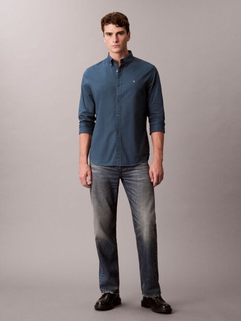 Blue Solid Classic Oxford Button-Down Shirt  Men