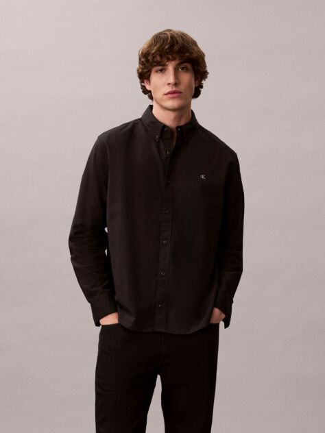 Black Solid Classic Oxford Button-Down Shirt  Men