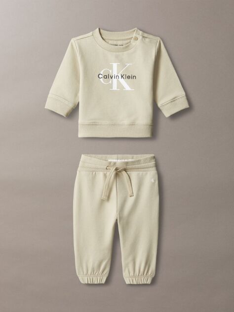 Grey Monologo Sweatshirt And Joggers Set  Newborn