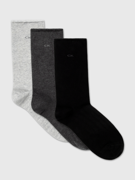 Grey Women Socks 3P Roll Top  Women