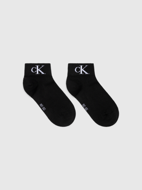 Black 2 Pack Monogram Quarter Socks  Women